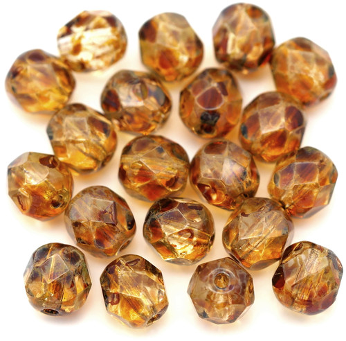 300 Perle Di Vetro Cèco Fire-Polished - 6mm, Tonde, 6 Colori (Jet, Crystal, Ruby, Ecc.) Per Gioielli Fai Da Te - 4