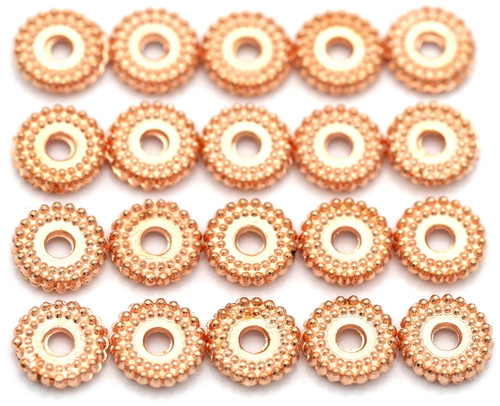 20pc 7x2mm Bumpy Rondelle Spacer Beads, Rose Gold