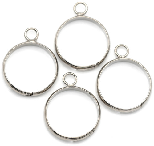 4pc Size 7 Brass RIng Base w/Loop, Silver