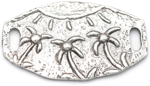 34x20mm Flower & Sun Link, Pewter Plated in Fine Sterling Silver