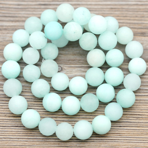 Approx. 15.5" Strand 8mm Matte Quartz Round Beads (Dyed), Mint Blue