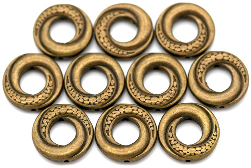 10pc 15x4mm Swirled Donut Bead Frame, Antique Bronze