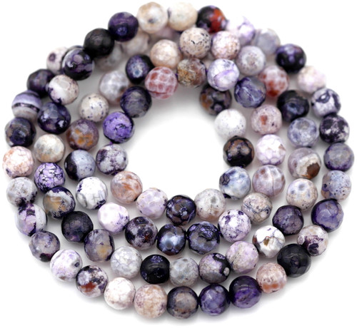 Approx. 14" Strand 4mm Faceted Fire Crackle Agate (Dyed/Heated) Round Beads, Violet