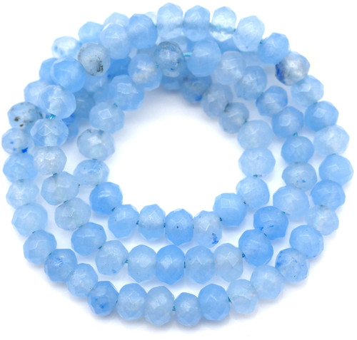 Approx. 15.5" Strand 6x4mm "Malaysia Jade" Quartz (Dyed) Faceted Rondelle Beads, Ice Blue