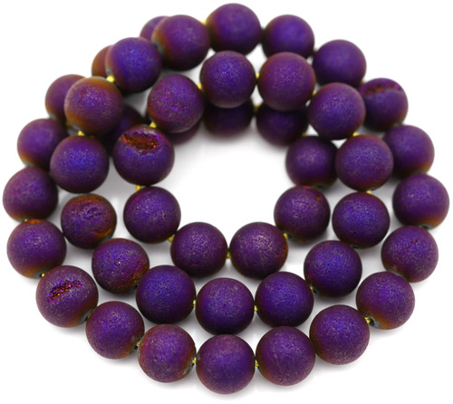 Approx. 15.5" Strand 8mm Electroplated Agate Round Beads, Metallic Purple Iris