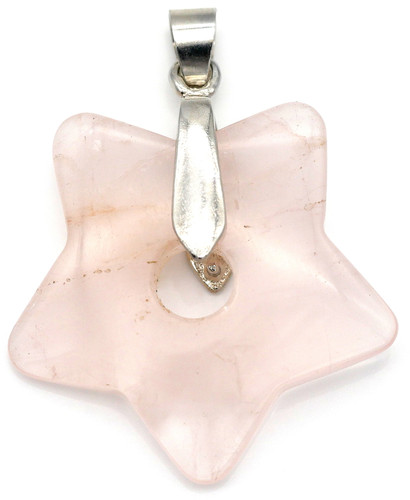 Approx. 35x30mm Rose Quartz Star & Brass Bail Pendant