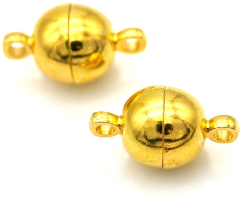 2 Sets 13x8mm Nickel-Free Brass Round Magnetic Clasps, Gold