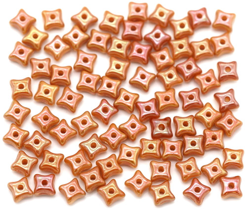 5-Gram Bag (Approx. 60+pcs) 5x3mm Czech Pressed Glass Orion 4-Point Star Spacer Beads, Alabaster/Apricot