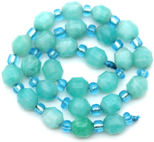 Approx. 7.5" Strand 6mm Amazonite Faceted Art-Deco Cut Cylinder Beads