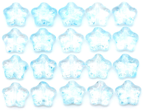 20pc 8mm Czech Pressed Glass Star Beads, Crystal Blue Splash