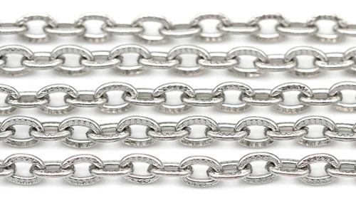 1 Meter 4x3mm Stainless Steel Textured Oval Jewelry Chain