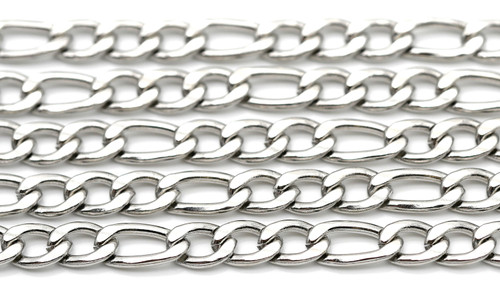 1 Meter of 9.5x4.5mm & 7x4.5mm Stainless Steel Flat Figaro Jewelry Chain
