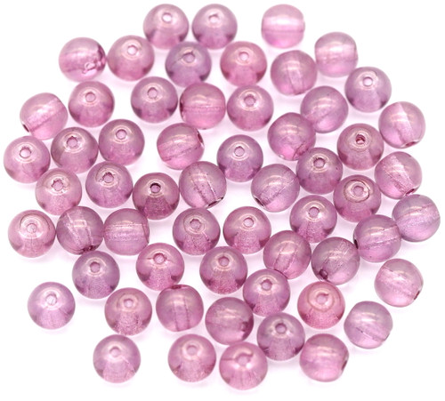 Approx. 5-Gram Bag of 4mm Czech Pressed Glass Druk Round Beads, Crystal Lila Luster