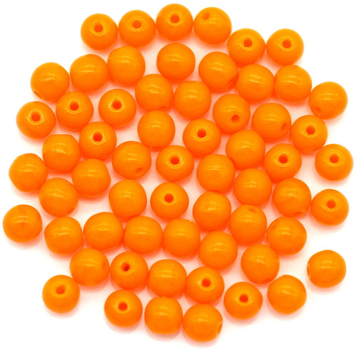 5-Gram Bag (Approx. 50+ Pcs) of 4mm Czech Pressed Glass Druk Round Beads, Opaque Orange