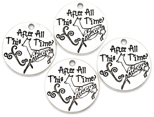 4pc 20mm "After All This Time? Always" Round Magic Charms w/Deer, Antique Silver