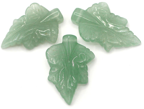 30x22mm Green Aventurine Carved Pendant Leaf