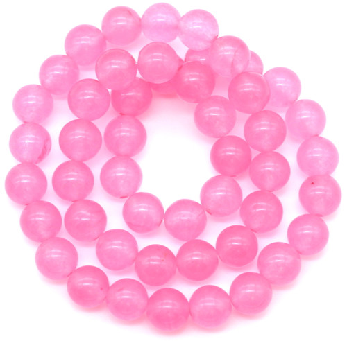 Approx. 15" Strand 8mm Malaysia "Jade" (Dyed Quartz) Round Beads, Pink