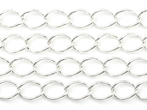 1 Meter 5x4mm Brass Curb Jewelry Chain, Silver
