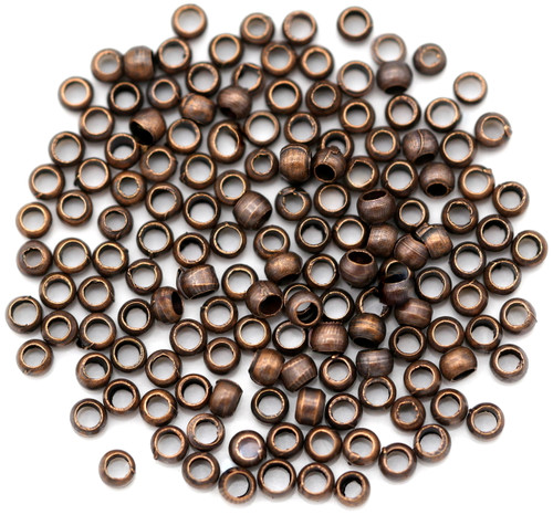 Approx. 2-Gram Bag (Over 100pcs) 2x1.2mm  Brass Crimp Beads, Antique Copper