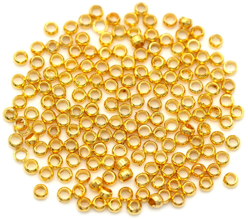 Approx. 2-Gram Bag (Over 100pcs) 2x1.2mm  Brass Crimp Beads, Gold