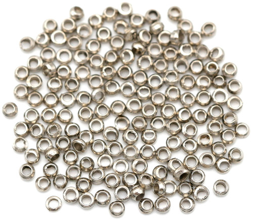 Approx. 2-Gram Bag (Over 100pcs) 2x1.2mm  Brass Crimp Beads, Antique Silver