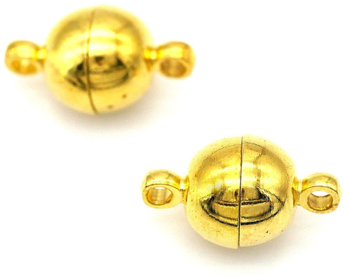 2pc 13x8mm Brass Round Magnetic Clasps, Gold