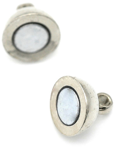 2pc 13x8mm Brass Round Magnetic Clasps, Antique Silver