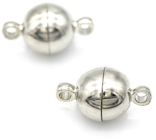 2pc 13x8mm Brass Round Magnetic Clasps, Antique Silver