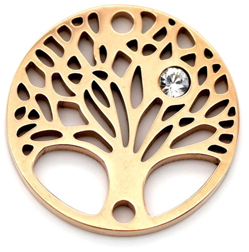 15mm Surgical Steel & Cubic Zirconia Tree of Life Cutout Link, Rose Gold