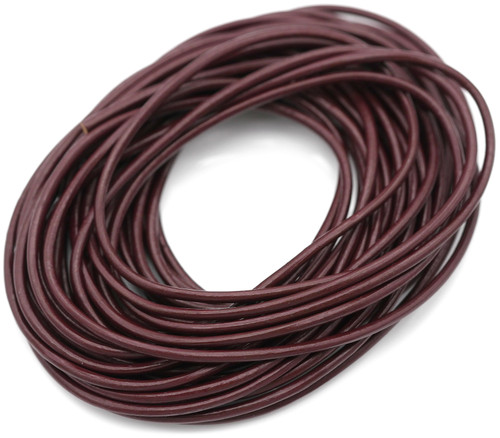 5 Meters of 2mm Genuine Leather Cord, Bordeaux