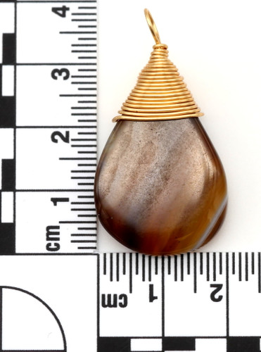 Approx. 36-40mm Wire-Wrapped Black Agate Teardrop Pendant