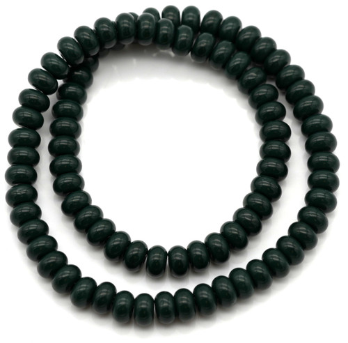 Approx. 15" Strand 8x3mm Glass Smooth Rondelle Beads, Evergreen