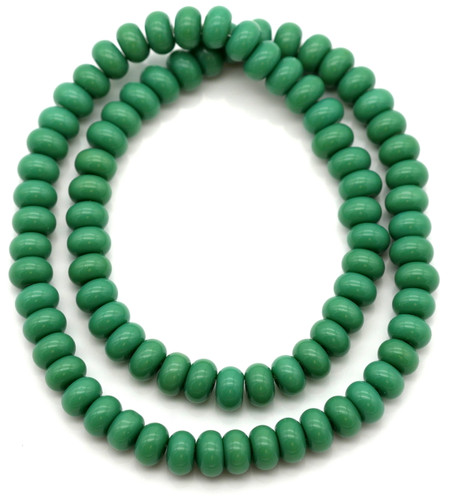 Approx. 15" Strand 8x3mm Glass Smooth Rondelle Beads, Jade Green