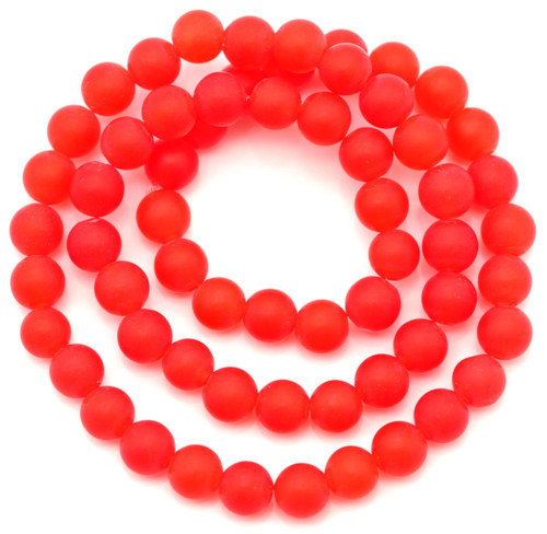 Approx. 15" Strand 6mm Mountain Jade (Dyed Dolomite Marble) Round Beads, Matte Cherry Red