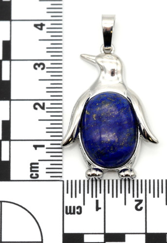 34x23mm Lapis Lazuli Penguin Pendant, Antique Silver