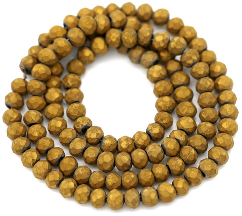 Approx. 16" Strand 4x3mm Crystal Faceted Rondelle Beads, Matte Antique Gold
