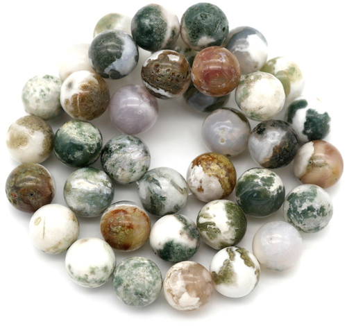 Approx. 14.5" Strand 10mm Natural Tree Agate Round Beads