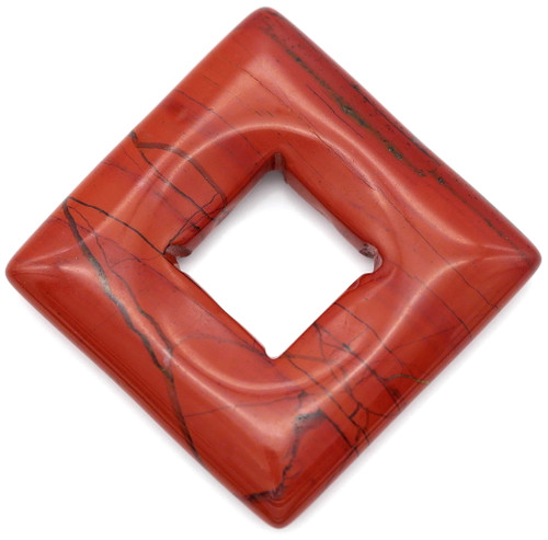 28mm Square Donut Pendant (38mm Diagonal), Red Jasper