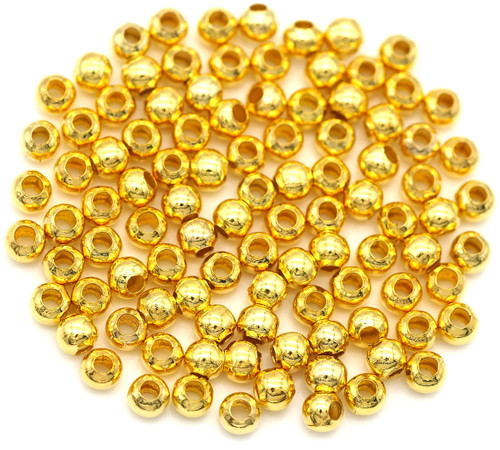 100pc 3.2mm Steel Spacer Beads, Gold