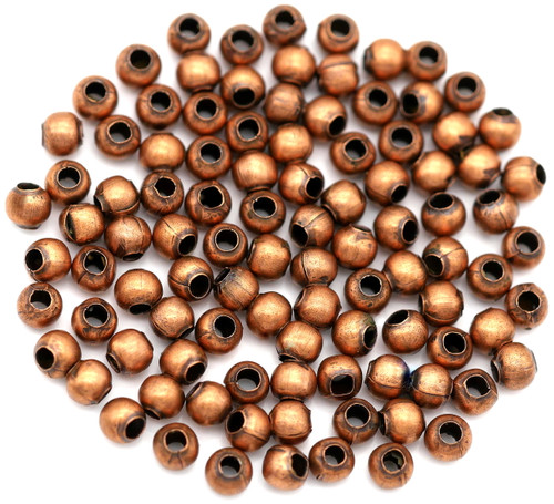 100pc 3.2mm Steel Spacer Beads, Antique Copper