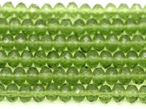4.7" Strand (About 35pcs) 5x3mm Czech Fire-Polished Faceted Rondelle Beads, Dark Olivine