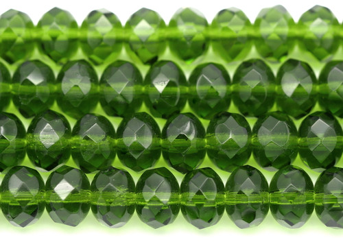 5" Strand (About 20pcs) 8x6mm Czech Faceted Rondelle Beads, Dark Olivine