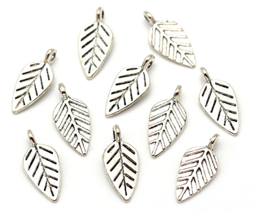 10pc 15x9mm Leaf Drops, Antique Silver