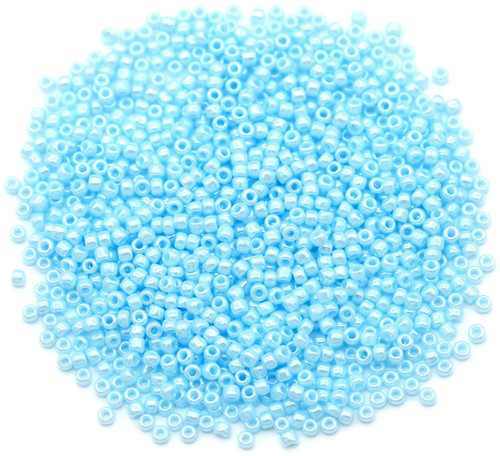 10-Gram Bag of TOHO Round 11/0 Glass Seed Beads, Opaque Lustered Pale Blue