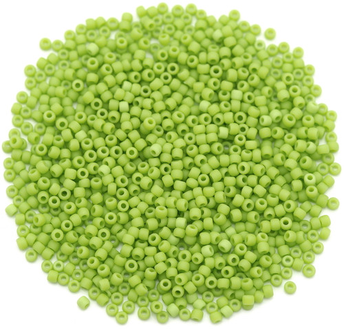 10-Gram Bag of TOHO Round 11/0 Glass Seed Beads, Opaque Frosted Sour Apple