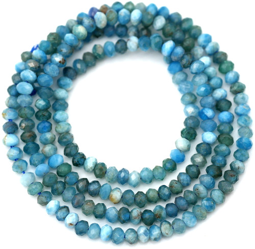 Approx. 15" Strand 3x2mm Apatite Faceted Rondelle Beads