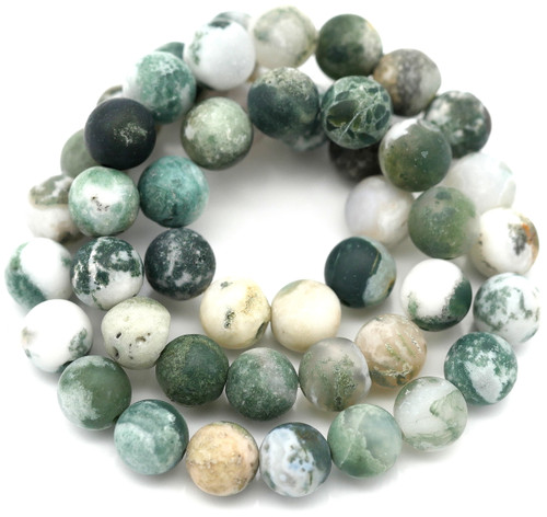 Approx. 14.5" Strand 8mm Matte Tree Agate Round Beads