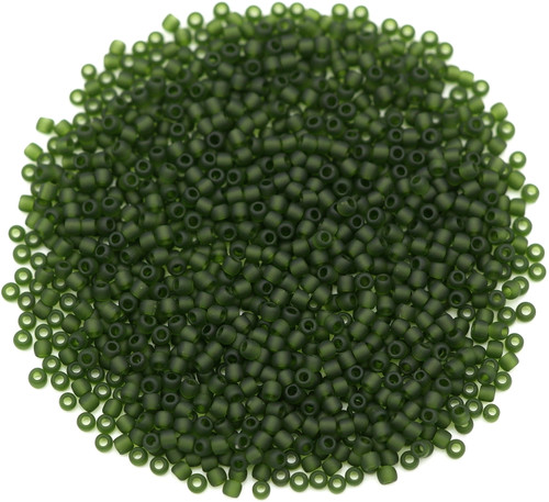 10-Gram Bag of TOHO Round 11/0 Glass Seed Beads, Transparent Frosted Olivine