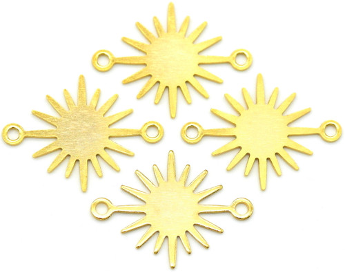 4pc 13x17.5mm 24k Gold-Plated Brass Sun Links
