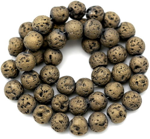 Approx. 7” Strand 4mm Lava Stone (Plated) Beads (Asteroid Belt)